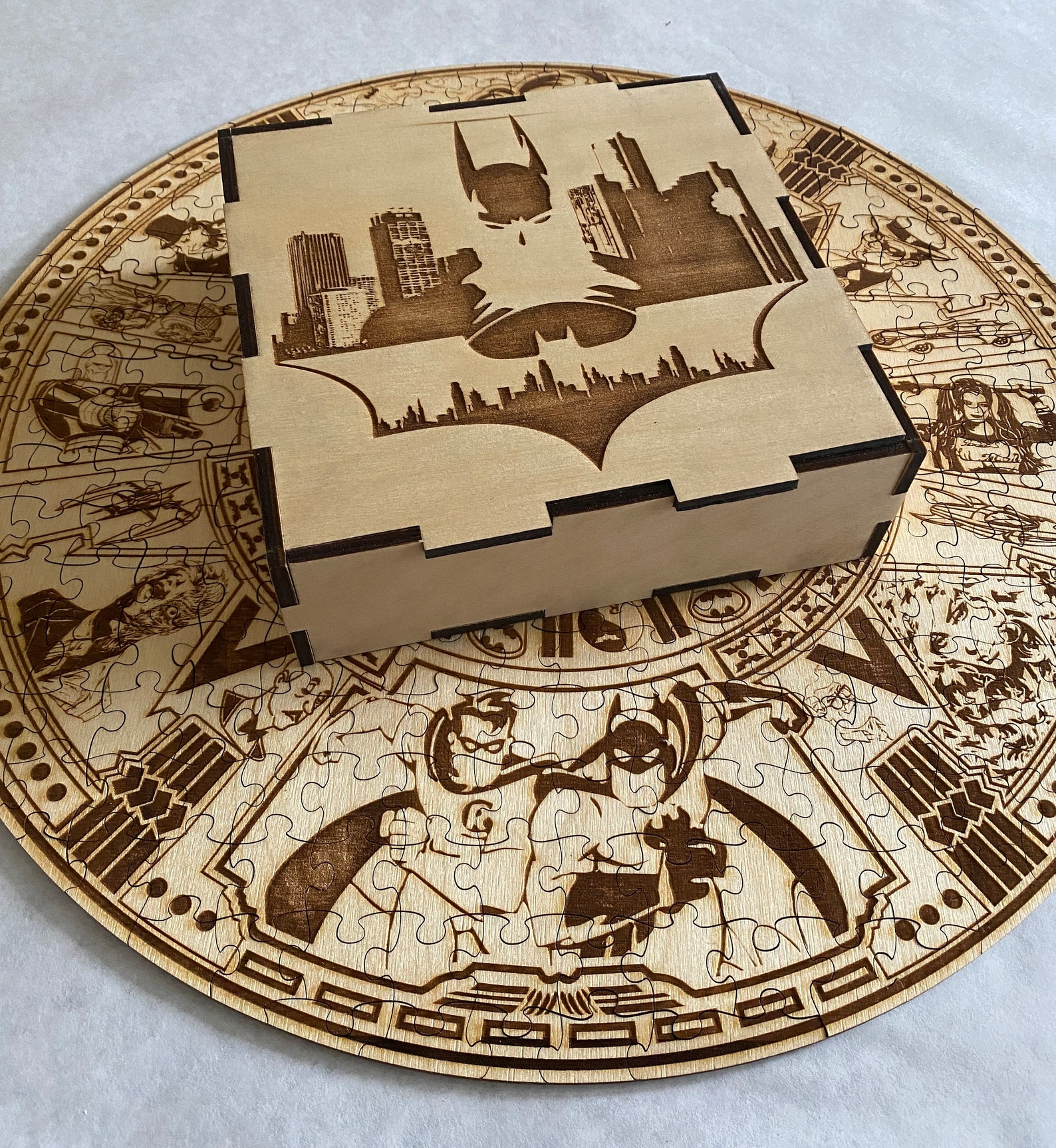 BATMAN Aztec Calendar inspired wood Jigsaw Puzzle with Storage Etsy