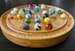 MARBLE SOLITAIRE Solid Cherry Wooden Game Board With Marbles 8 3/4 inch diameter 