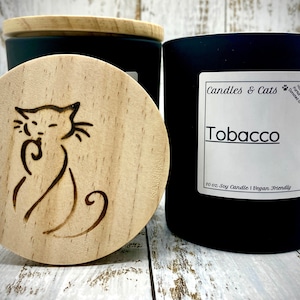 Tobacco Soy Candle: Handmade 10oz Matte Black Jar