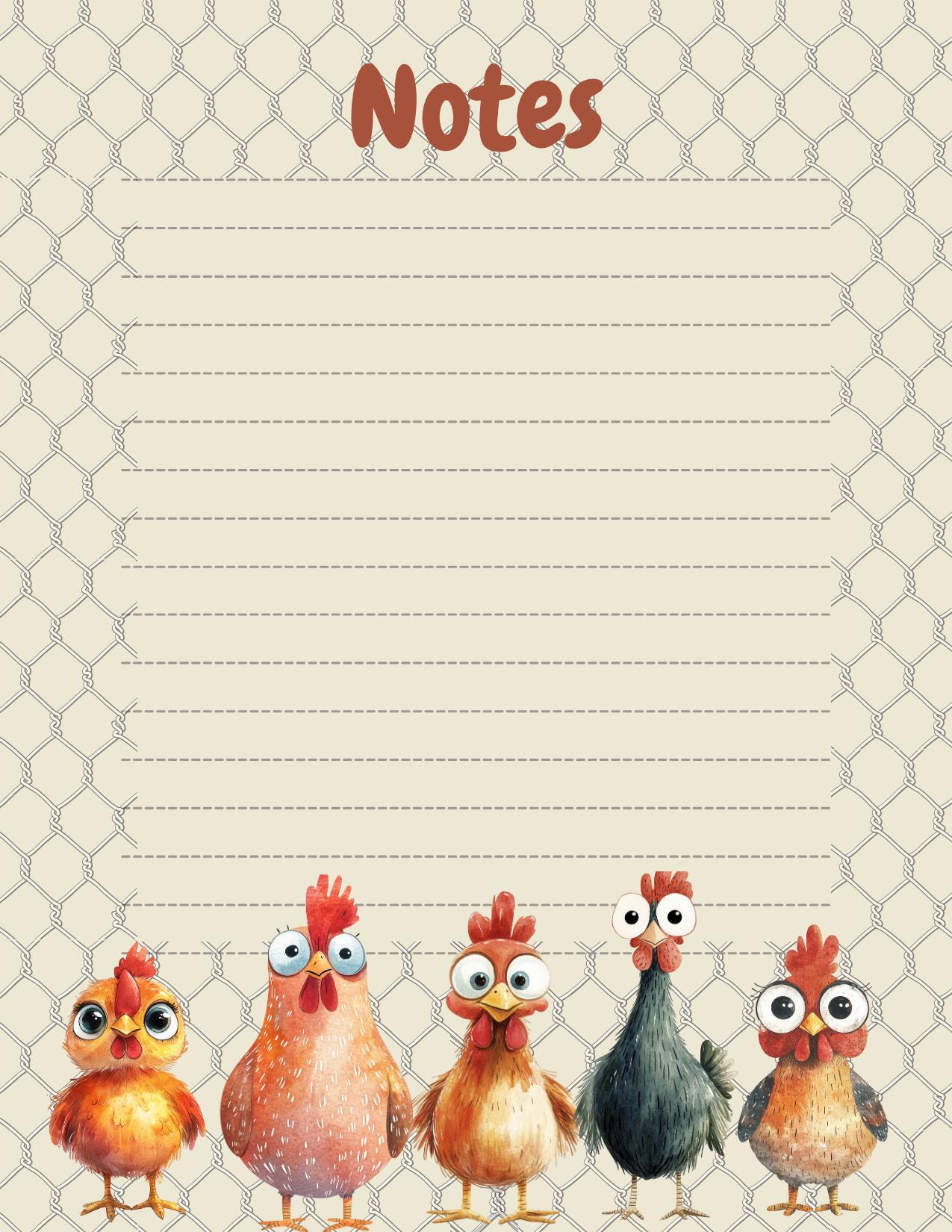 Crazy Chicken Notepad, Printable Chicken Stationery (PDF) - Etsy