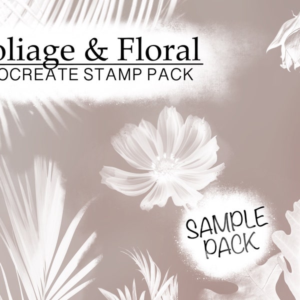 SAMPLE PACK of Foliage And Floral Element Procreate Stamps