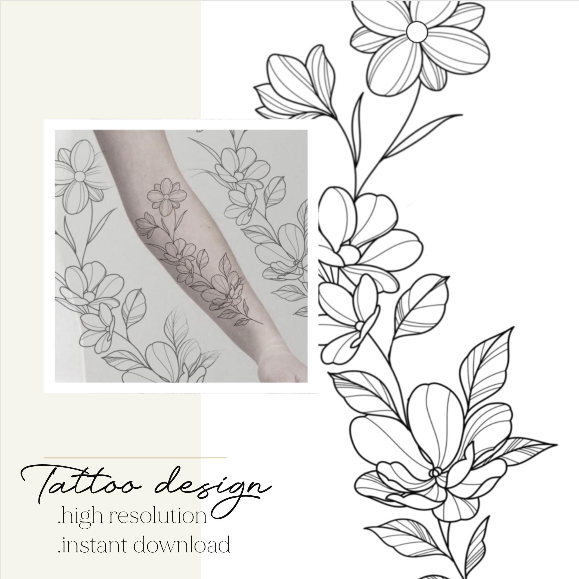 Cute Fineline Flowers on Stem Tattoo Design, Beautifull Small Flowers Printable Design Stencil Ready - Etsy cute-fineline-flowers-on-stem-tattoo-design-beautifull-small-flowers-printable-design-stencil-ready-etsy
