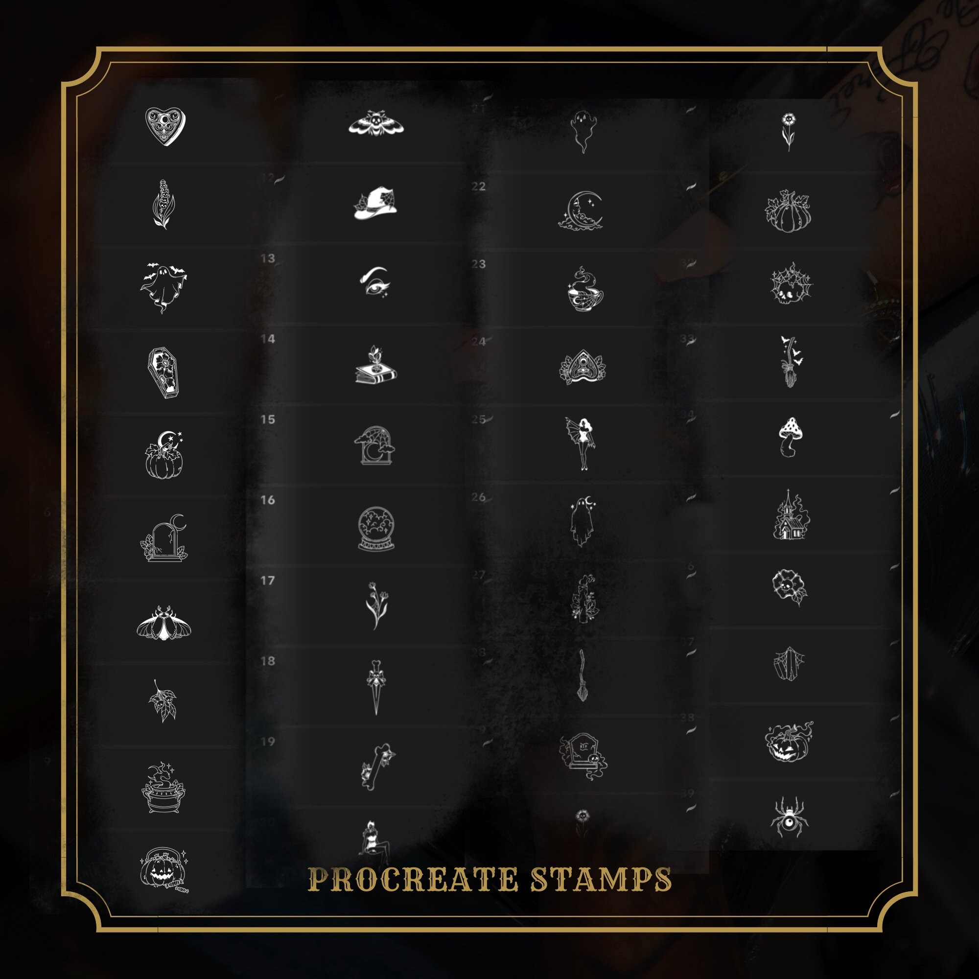 Occult Witchcraft Tattoo Stamps, Procreate Brushes (digital Download ...