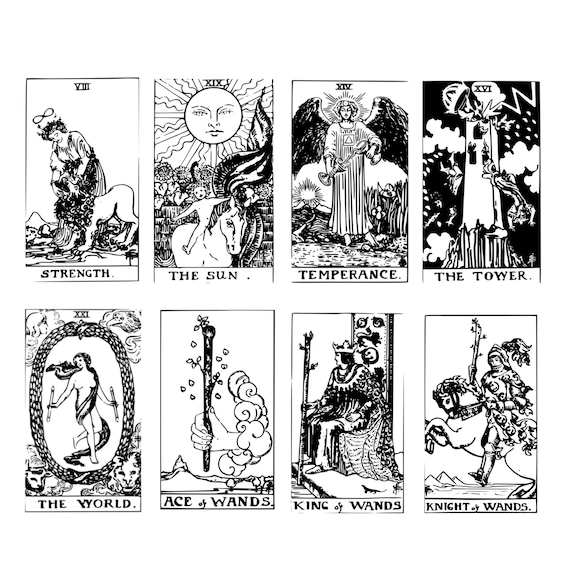 Tarot Card Procreate Stamps 42 Grunge Etching Illustrations 