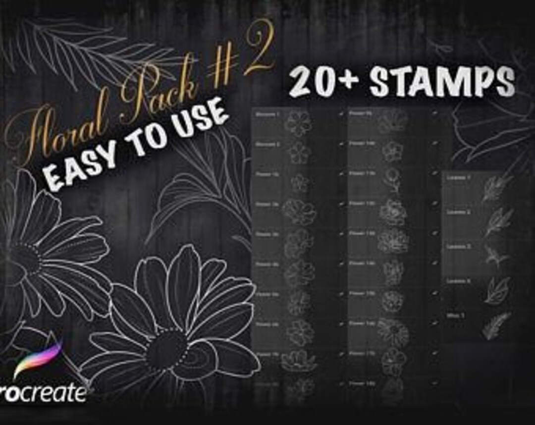 Floral / Flower Stamps for Procreate 20+ Pack #2 - Etsy