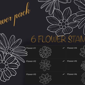 6 PMU, Cosmetic Tiny TattooFlower / floral tattoo stamps for procreate and design