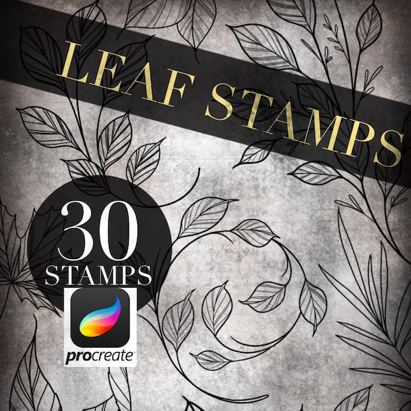 Foliage Delight: Procreate Leaf Stamps - Pack de tampons numériques au format Brushset, Feuilles d'automne vibrantes, Parfait pour les concepteurs, les conceptions de tatouage