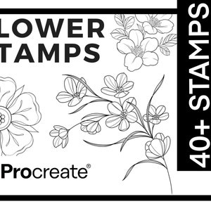 Flower Tattoo Stamps Hand Drawn, Floral Tattoo Designs | Flower Tattoo Flash | Procreate Brushes