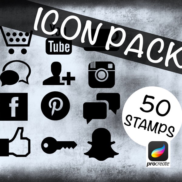 Procreate Stamps Icon Logo Design Pack, Business Cards, Flyers, Invitations,  Banners and graphic design clip art