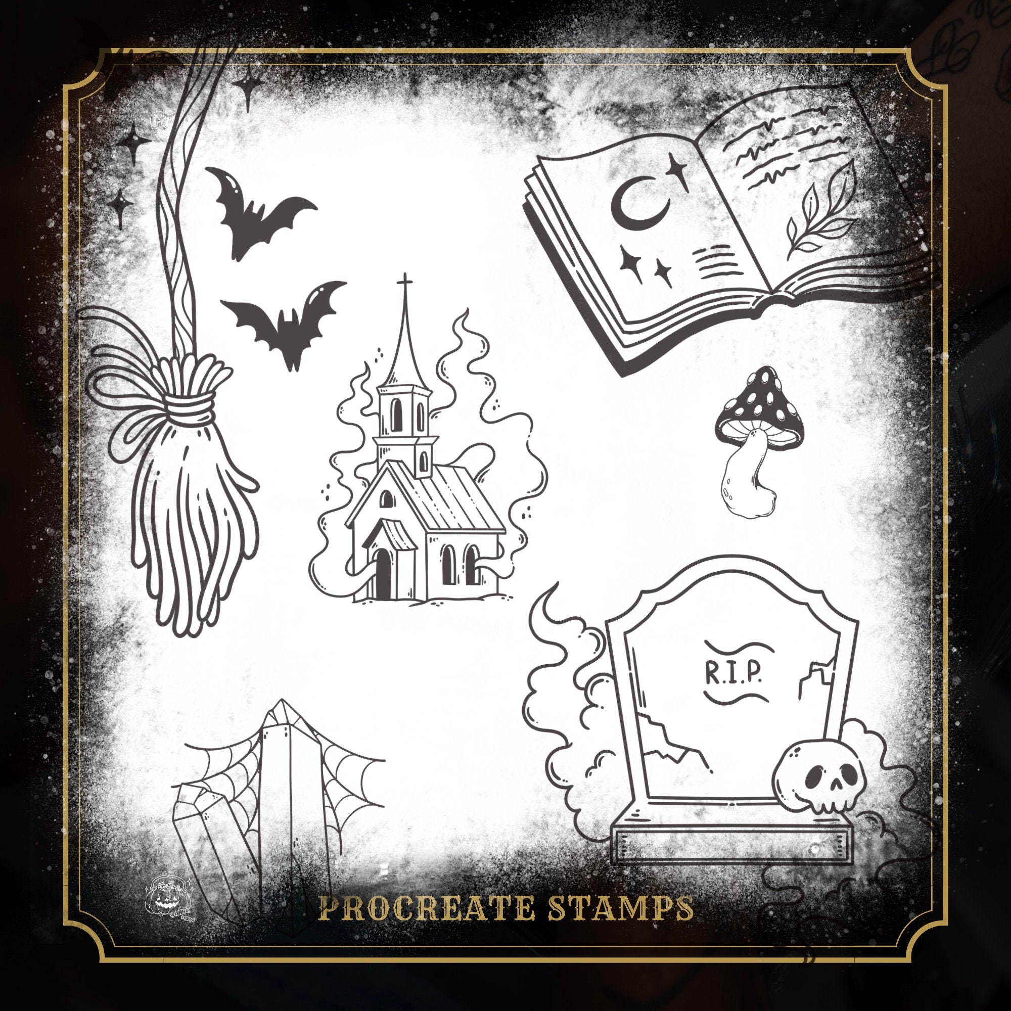 Occult Witchcraft Tattoo Stamps, Procreate Brushes (digital Download ...