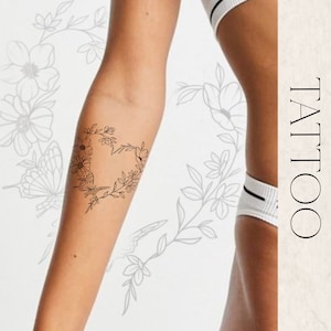 Flower Heart Tattoo Design, High Resolution JPEG & PNG File, Instant Download And Ready To Print And Tattoo, Floral Design.