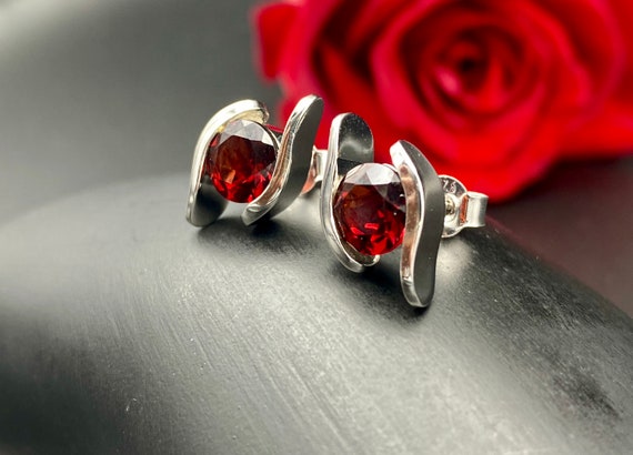 Garnet post earrings best sale