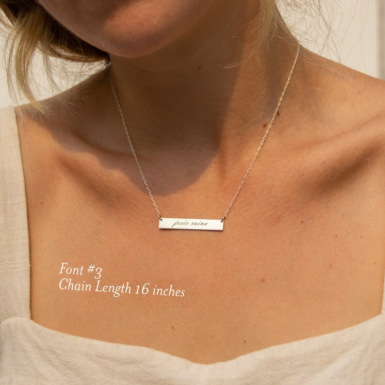 Custom Date Bar Necklace Sterling Silver Date Necklace Sterling Silver Bar Necklace Personalized Bar Necklace Silver Gift with Date