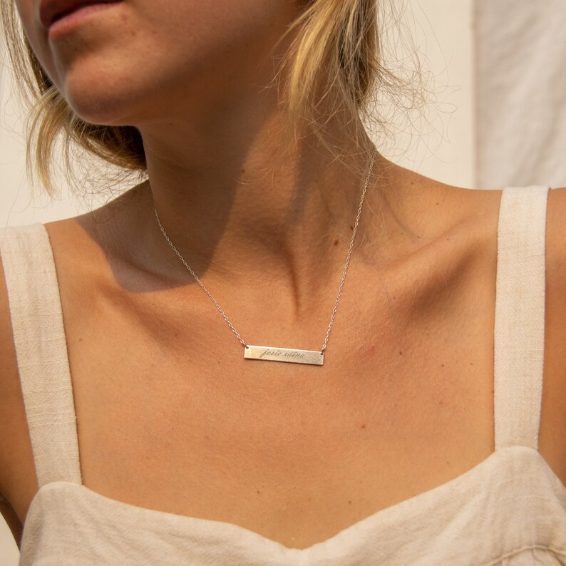 Custom Date Bar Necklace Sterling Silver Date Necklace Sterling Silver Bar Necklace Personalized Bar Necklace Silver Gift with Date