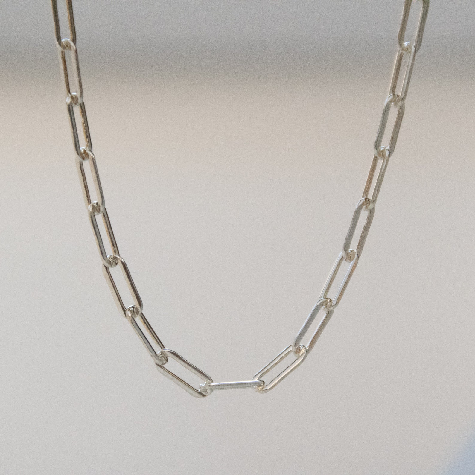 925 Sterling Silver Paper Clip Necklace 925 Silver Paperclip Etsy