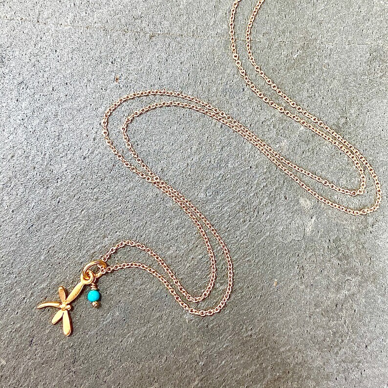 14K Gold Filled Dragonfly Birthstone Necklace 16-17