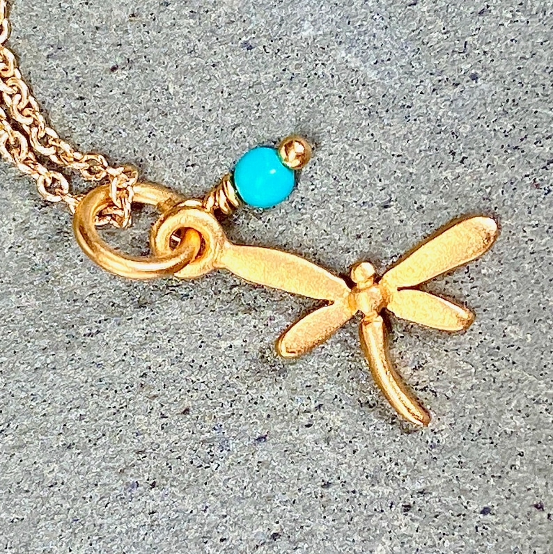 14K Gold Filled Dragonfly Birthstone Necklace 16-17