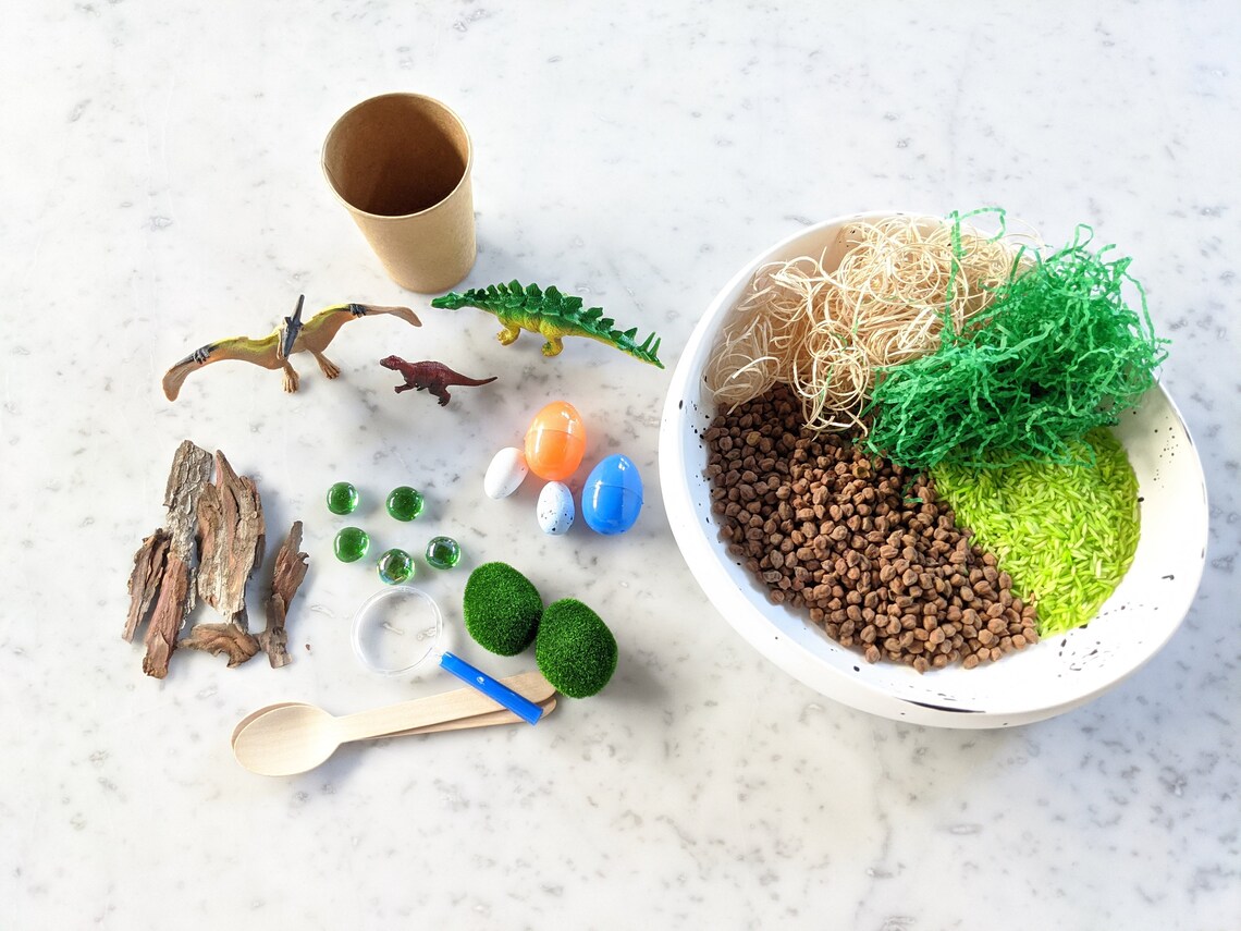 dinosaur sensory tray