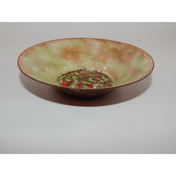 Vintage Mid Century Enamel Over Copper Small Bowl Made By Berne