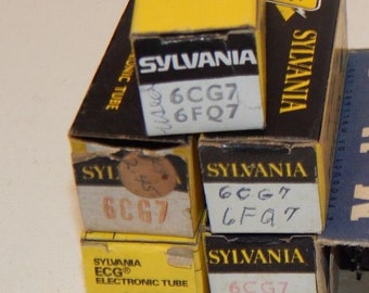 5 Vintage Sylvania 6CG7 (6FQ7) Amplifier Vacuum Tubes