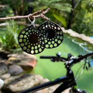 Upcycled vegan earrings from bicycle inner tube image 6