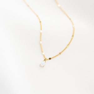 Kristin // Dainty tiny opal necklace, opal necklace, dainty chain, teeny charm necklace, dainty jewellery, jewelry, layering necklace