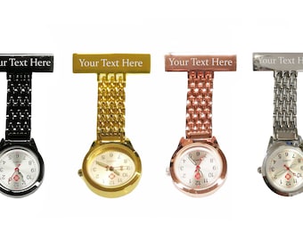 Fob Watch - Personalised, Engraved with or without Gift Box. Nurses Doctors Carers. Gold, Silver, Rose Gold, Black. Own text on front, back