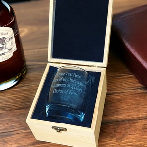 Stunning Personalised Engraved Whiskey Tumbler Glass in Engraved Wooden Gift Box, Fathers Day Present