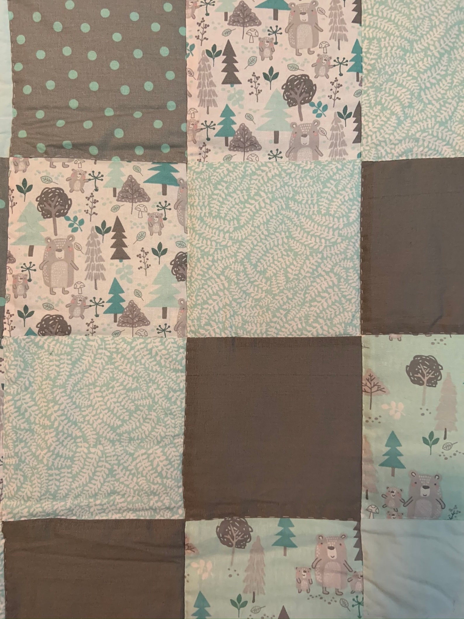 Handmade Baby Quilt Bears in the Forrest Bears Trees Blue Etsy