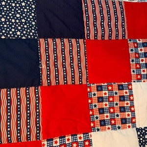 Homemade Lap Quilt, Fourth of July, Patriotic, Red, White, Blue image 4