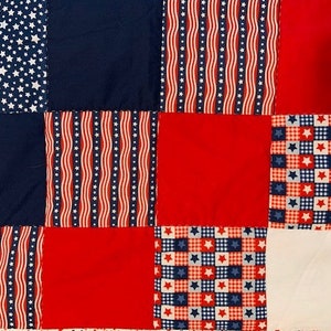 Homemade Lap Quilt, Fourth of July, Patriotic, Red, White, Blue image 2