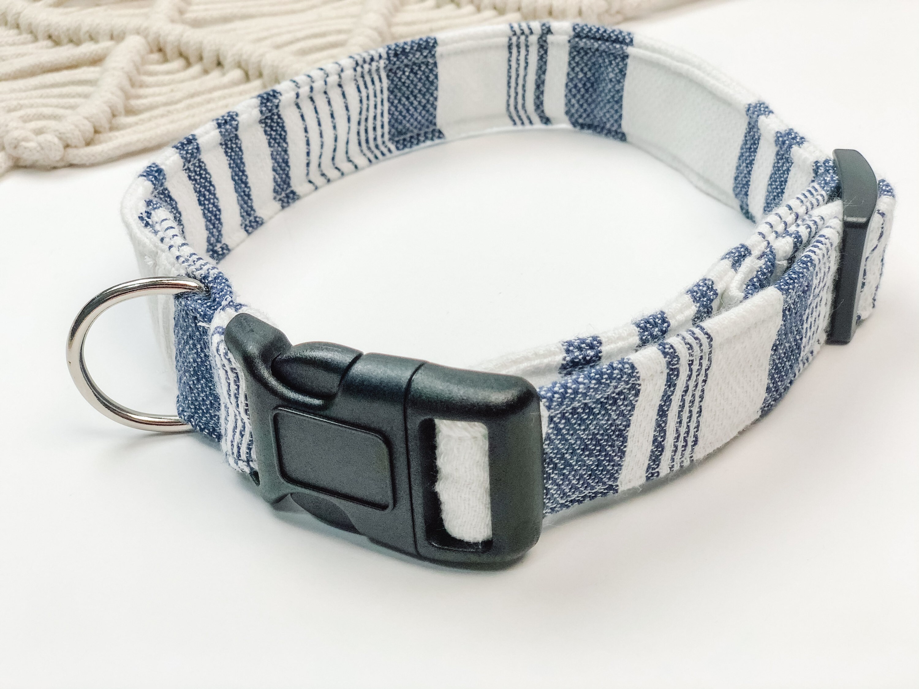 CAPE COD Collar BOHO Collection Blue Simple Striped Dog Etsy
