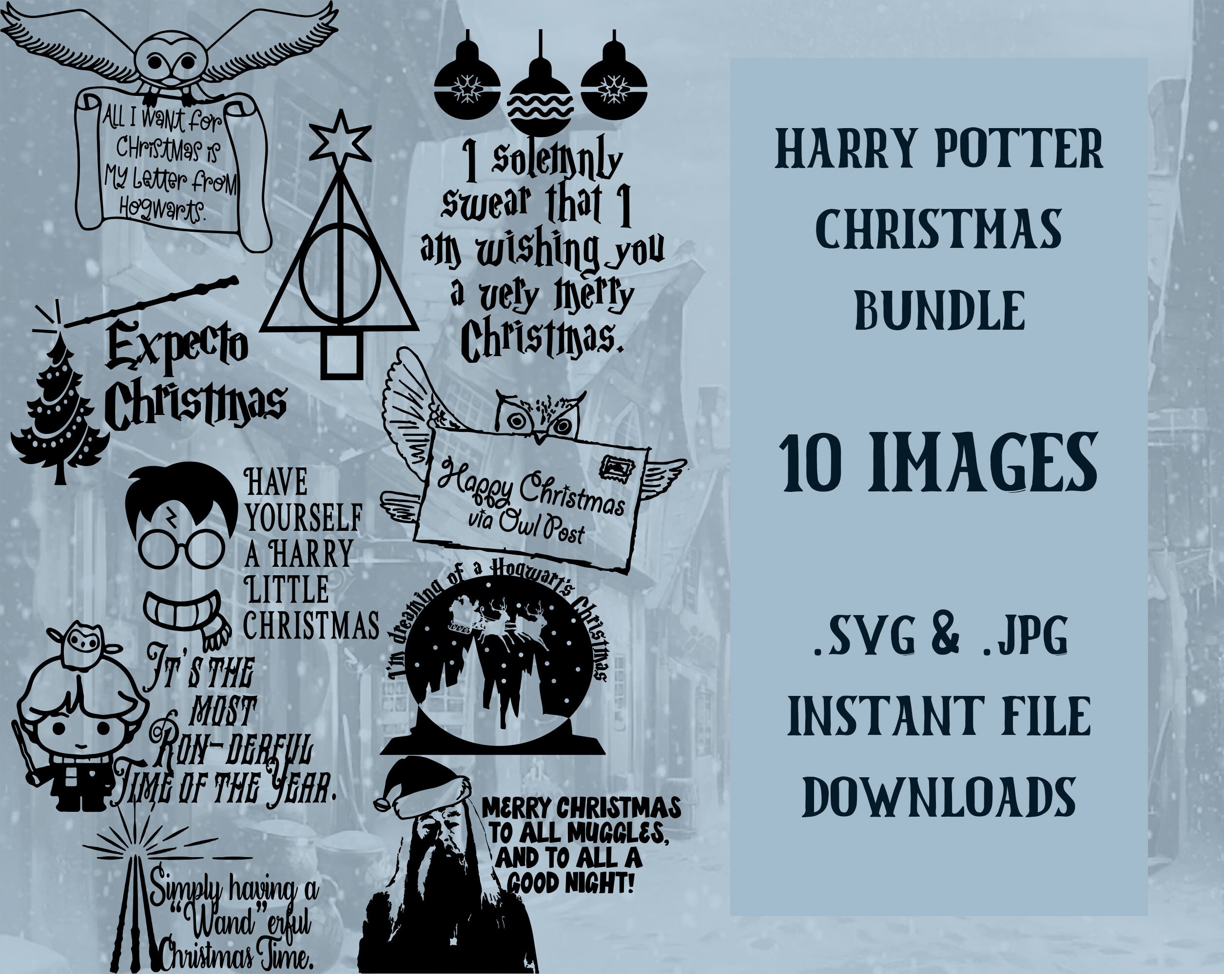 Download Harry Potter Christmas Bundle Of 10 Images Svg And Jpg File Downloads For Cricut Shirts Stickers Decor Ornaments Cards Yellowimages Mockups