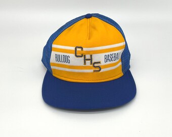 CHS Bulldog Baseball mesh yellow blue HAT CAP