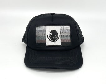 MEXICO grey tone embroidered flag mesh TRUCKER hat CAP