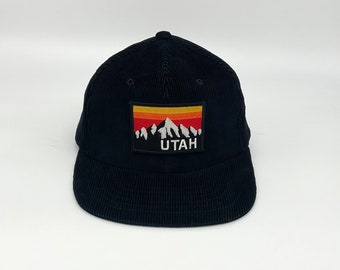 UTAH black corduroy vintage CAP HAT