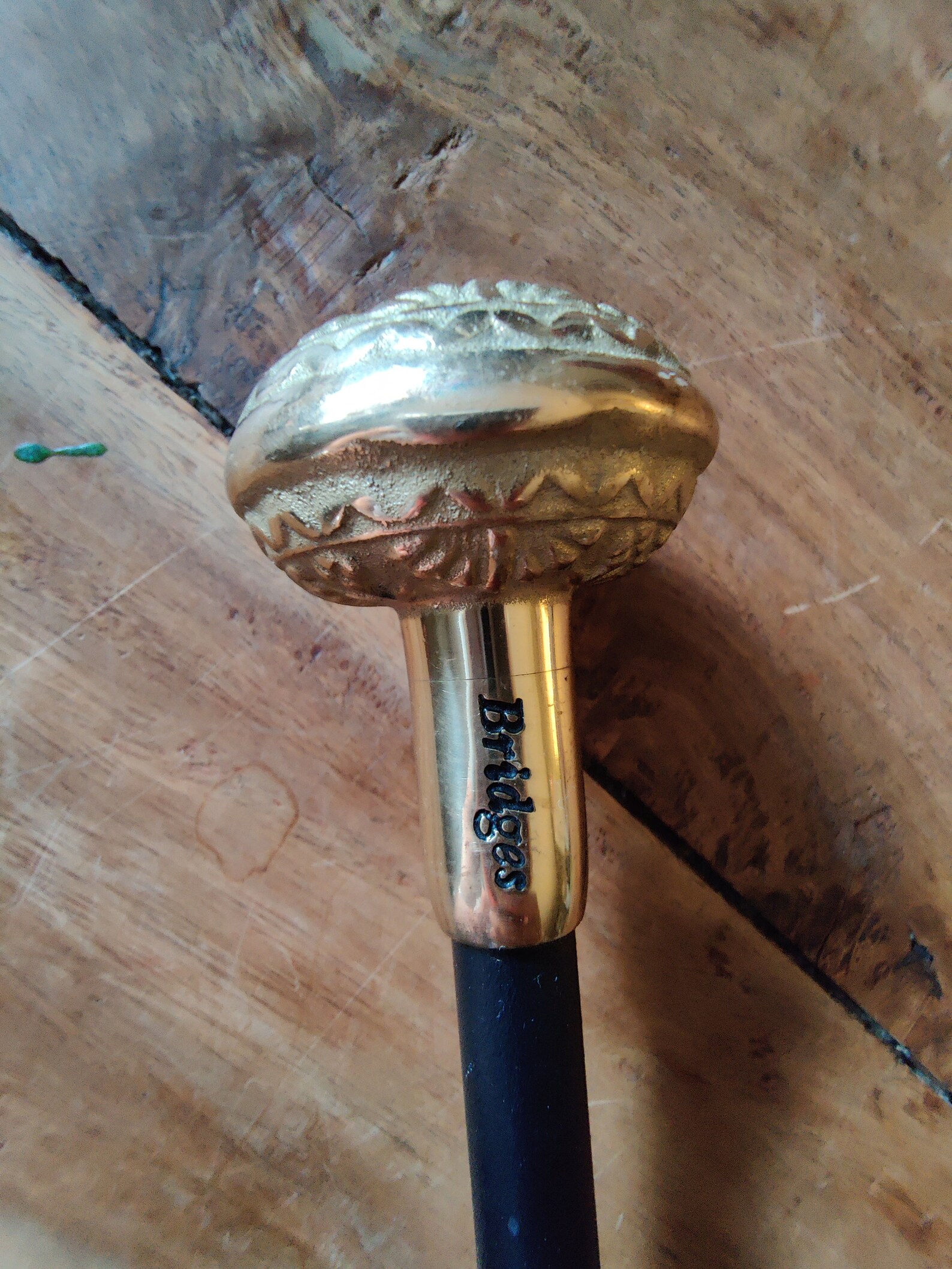 Bridges Walking Cane With Brass Cameo Handle Walking Sticks Etsy