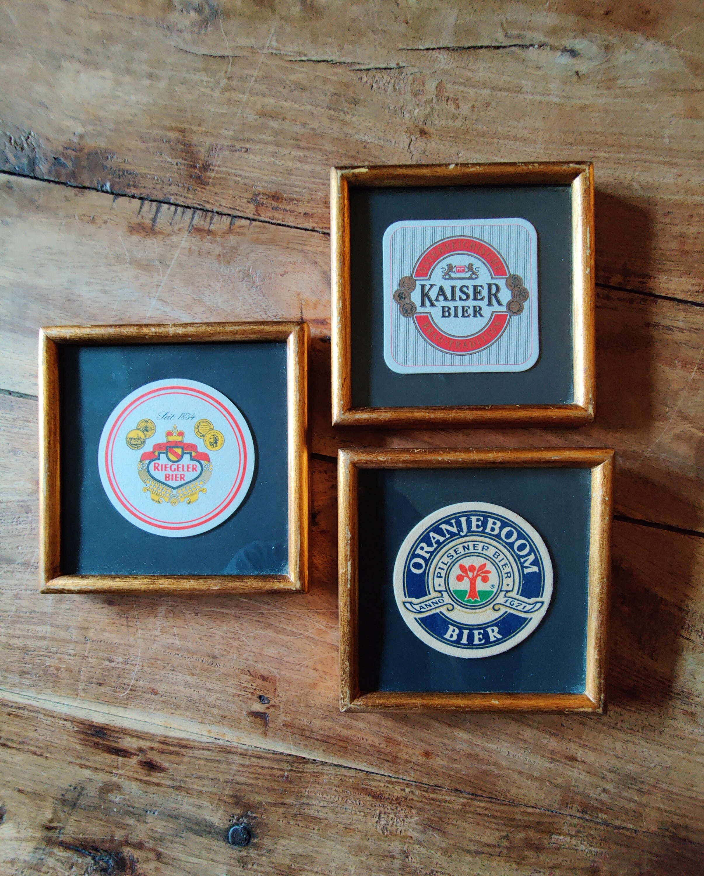 Vintage Framed Beer Coasters Riegeler Beer Orangeboom Bier Etsy