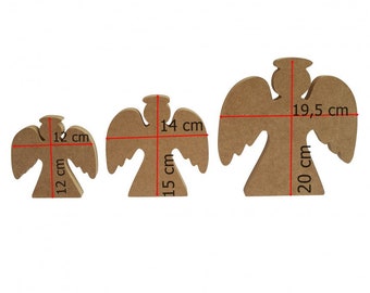 Angel Set Wooden Angel MDF Angel Freestanding MDF Craft Blanks Decor DIY Decoration 12cm 15cm 20cm
