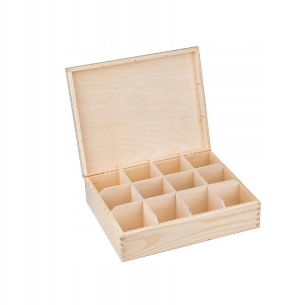 boîtes à thé en bois, boîte à 6, 4, 3, 2, 12 compartiments, boîte à thé uni non peinte et non traitée, boîte de rangement en bois, organisation de cuisine