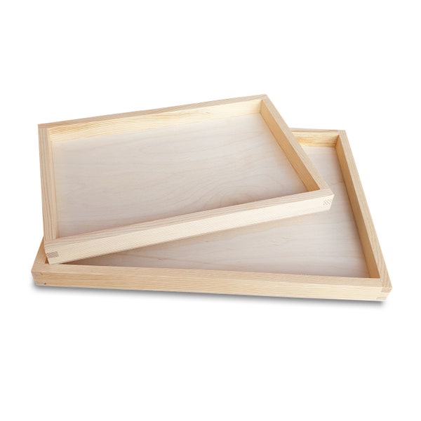 Holz Tablett Holzschale, unvollendete Servierschale Holztabletts, Tabletts 35x25x2,5cm, 30x20x2,5cm