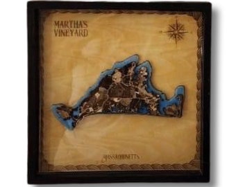 Martha’s Vineyard Map Laser Cut & Etched Wall Hanging