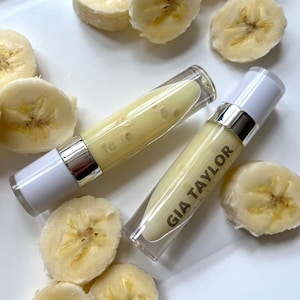 Bananencreme Glanz | Milchglanz | Banane Lipgloss | Klarglas | Veganer und tierversuchsfreier Lipgloss | feuchtigkeitsspendender, nicht klebender Lipgloss