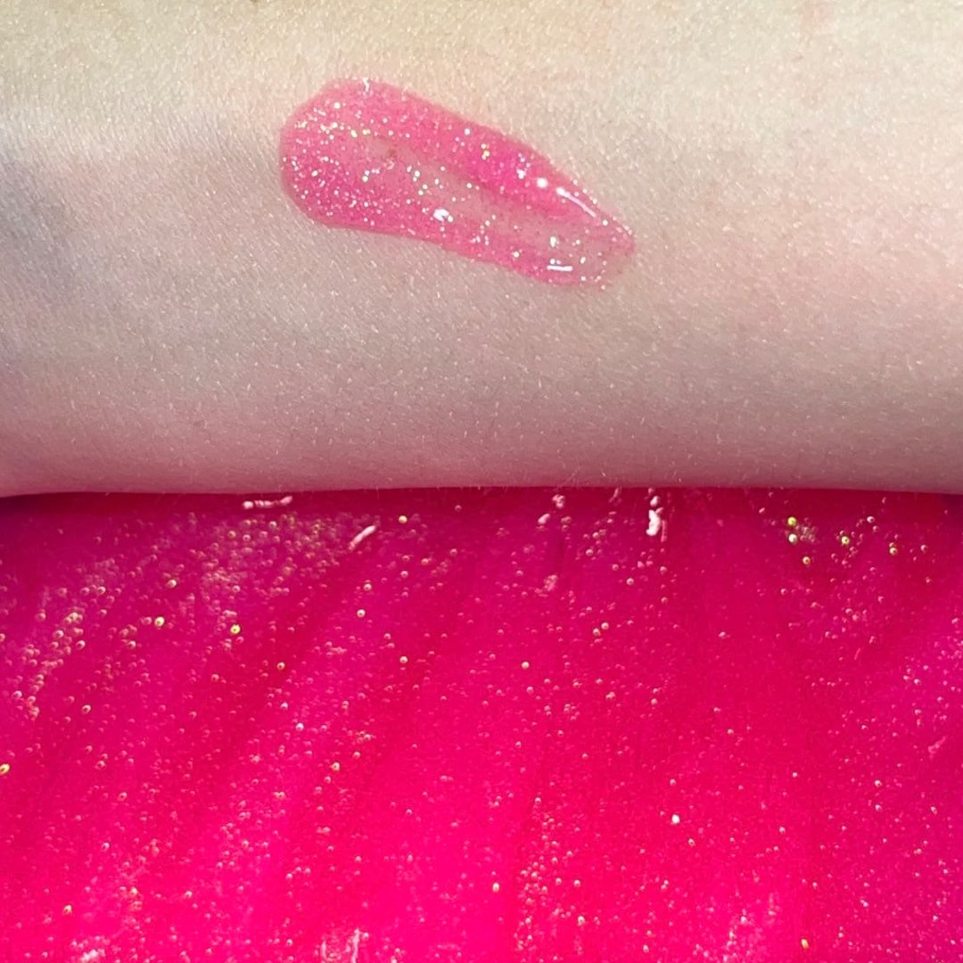 Pink Sparkle Gloss Sparkle Lip Gloss Pink Shimmer Glitter Gloss Vegan
