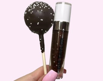Chocolate Cakepop Gloss | Brown Pearly Iridescent shimmer gloss | vegan and cruelty free lipgloss | moisturizing and non sticky lipgloss