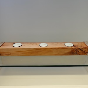 Handmade Solid Pine Tealight Candle Holder: Rustic Farmhouse Decor