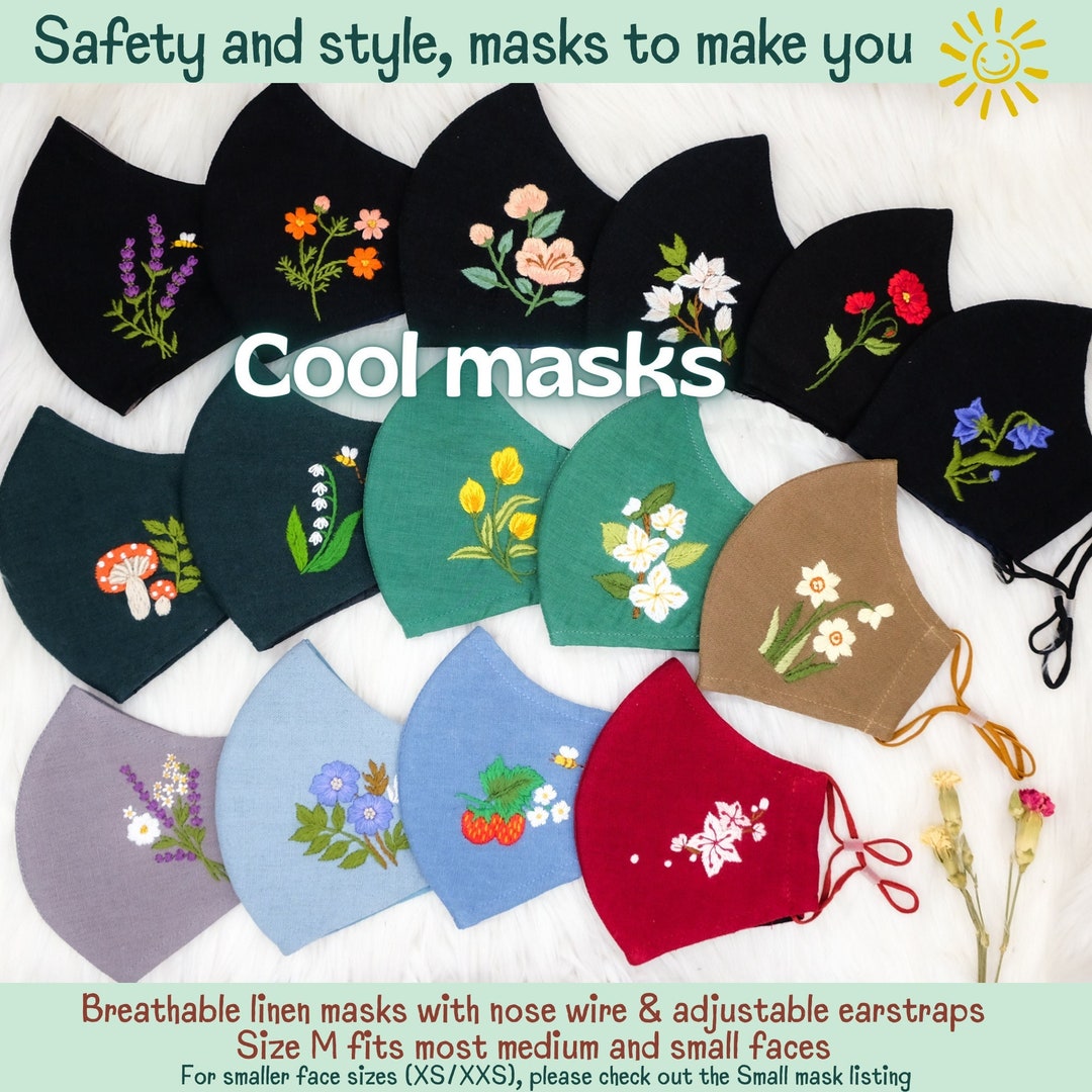 Cool Face Mask Summer Face Mask Embroidered Face Mask With - Etsy
