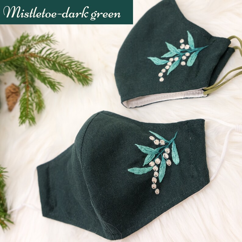 Leaf face mask Unique Handembroidered face mask for nature Etsy