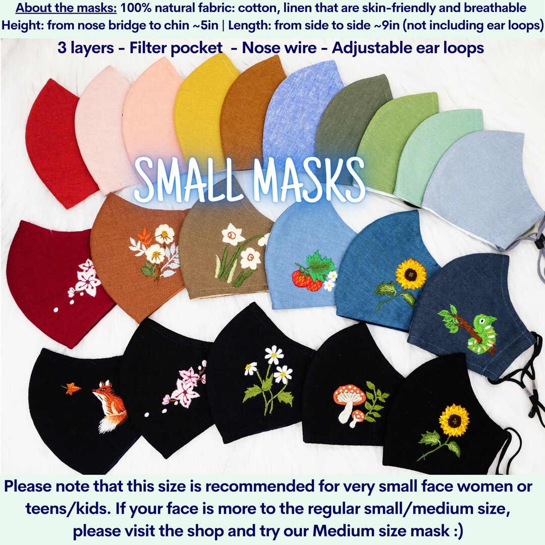 Small Face Mask, Premium Mask With Nose Wire & Filter Pocket