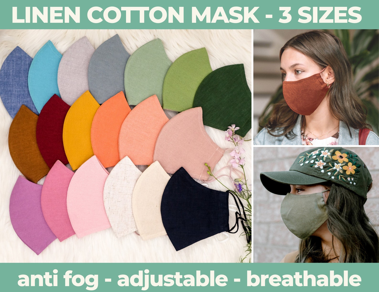 Breathable Face Mask With Filter Pocket Adjustable Face Mask - Etsy